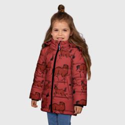 Зимняя куртка для девочек 3D Красные кони - фото 2