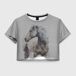 Женская футболка Crop-top 3D Лошадь