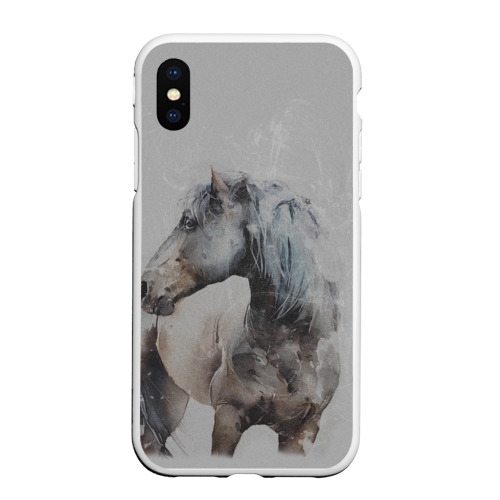 Чехол для iPhone XS Max матовый Лошадь, цвет белый