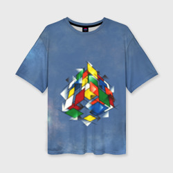 Женская футболка oversize 3D Кубик Рубика
