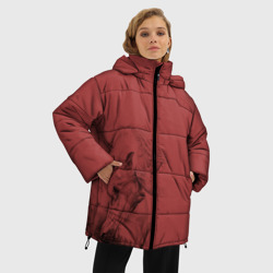 Женская зимняя куртка Oversize Конь на красном фоне - фото 2