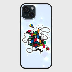 Чехол силиконовый для Apple iPhone 15 матовый Кубик Рубика