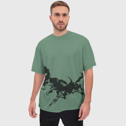 Мужская футболка oversize 3D Черные кони - фото 2