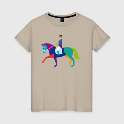 Женская футболка хлопок Всадник на коне