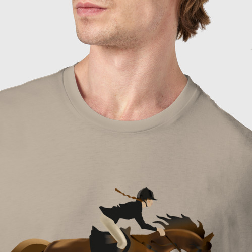 Мужская футболка хлопок Horse riding, цвет миндальный - фото 6
