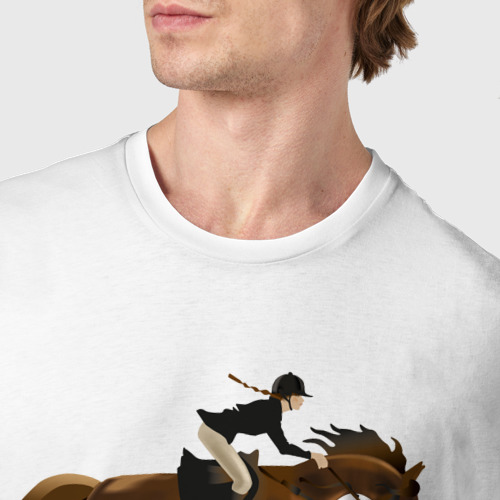 Мужская футболка хлопок Horse riding, цвет белый - фото 6