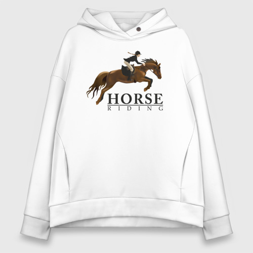 Женское худи Oversize хлопок Horse riding, цвет белый