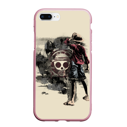 Чехол для iPhone 7Plus/8 Plus матовый Пиратский остров One Piece, цвет розовый