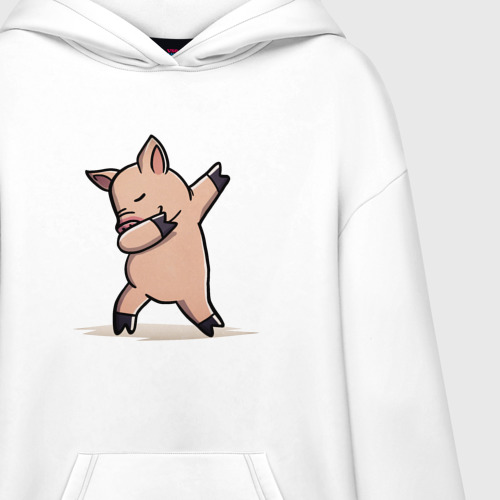 Худи SuperOversize хлопок Dabbing Pig, цвет белый - фото 3