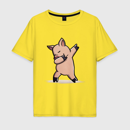 Мужская футболка хлопок Oversize с принтом Dabbing Pig, вид спереди #2