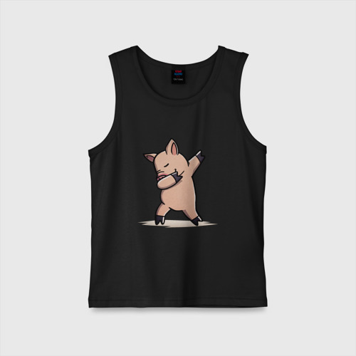 Детская майка хлопок Dabbing Pig, цвет черный