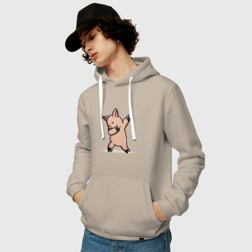 Мужская толстовка хлопок Dabbing Pig, цвет миндальный - фото 3