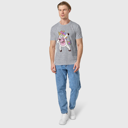 Мужская футболка хлопок с принтом Dabbing Unicorn, вид сбоку #3