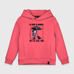 Детское худи Oversize хлопок Be kind to animals or I'll kil - мультяшный Джон Уик