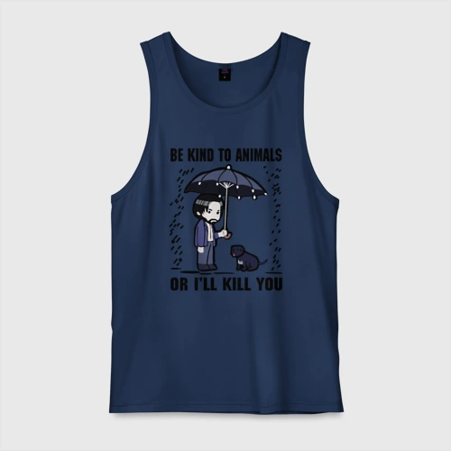 Мужская майка хлопок Be kind to animals or I'll kil - мультяшный Джон Уик