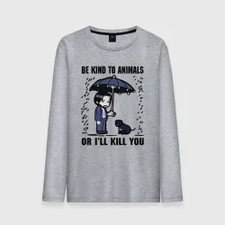 Мужской лонгслив хлопок Be kind to animals or I'll kil - мультяшный Джон Уик