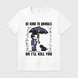 Мужская футболка хлопок Be kind to animals or I'll kil - мультяшный Джон Уик