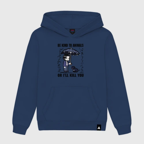 Мужская толстовка хлопок Be kind to animals or I'll kil - мультяшный Джон Уик