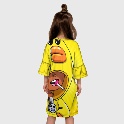 Детское платье 3D с принтом BRAWL STARS SALLY LEON, вид сзади #2