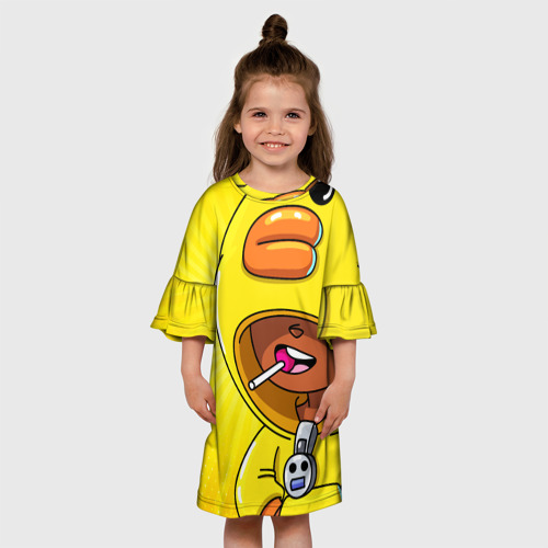Детское платье 3D с принтом BRAWL STARS SALLY LEON, вид сбоку #3