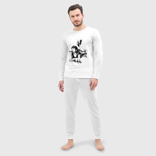 Мужская пижама с лонгсливом хлопок Мия Уоллес Криминальное чтиво, цвет белый - фото 3