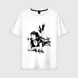 Мия Уоллес Криминальное чтиво – Женская футболка хлопок Oversize с принтом купить со скидкой в -16%