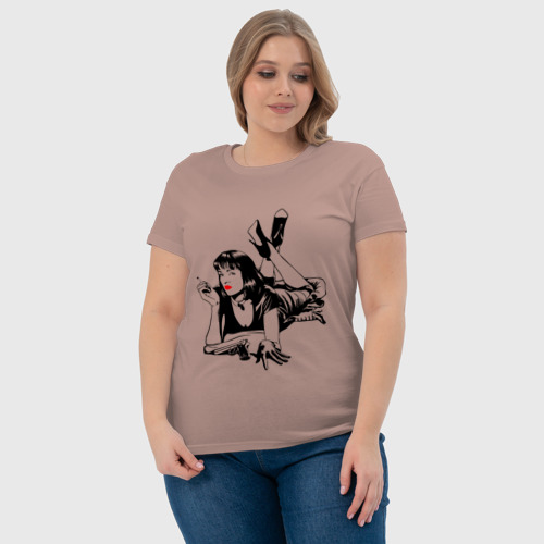 Женская футболка хлопок с принтом Мия Уоллес Криминальное чтиво, фото #4