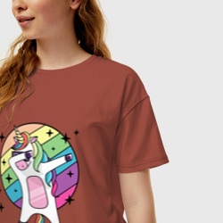 Женская футболка хлопок Oversize Dab Unicorn - фото 2