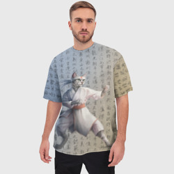 Мужская футболка oversize 3D Karate cat - фото 2