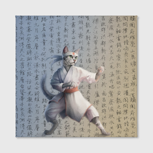 Холст квадратный Karate cat, цвет 3D печать - фото 2