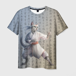 Мужская футболка 3D Karate cat