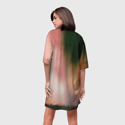 Платье с принтом Girl для женщины, вид на модели сзади №2. Цвет основы: белый