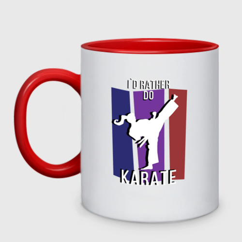 Кружка двухцветная I`d rather do karate, цвет белый + красный