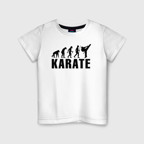 Детская футболка из хлопка с принтом Karate Evolution, вид спереди №1