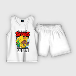 Детская пижама с шортами хлопок Brawl Stars Leon