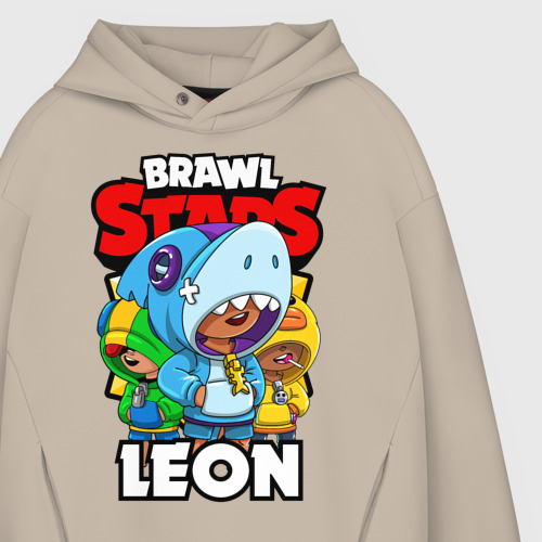 Мужское худи Oversize хлопок Brawl Stars Leon, цвет миндальный - фото 4