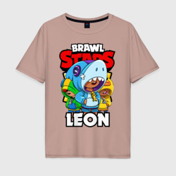 Мужская футболка хлопок Oversize Brawl Stars Leon