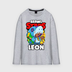 Мужской лонгслив oversize хлопок Brawl Stars Leon