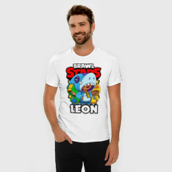 Мужская футболка хлопок Slim Brawl Stars Leon - фото 2
