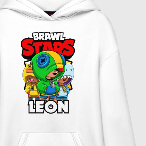 Худи SuperOversize хлопок Brawl Stars Leon, цвет белый - фото 3