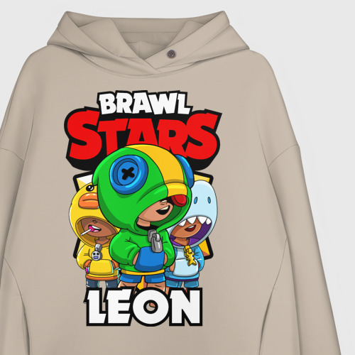 Женское худи Oversize хлопок Brawl Stars Leon, цвет миндальный - фото 3