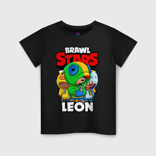 Детская футболка хлопок Brawl Stars Leon, цвет черный