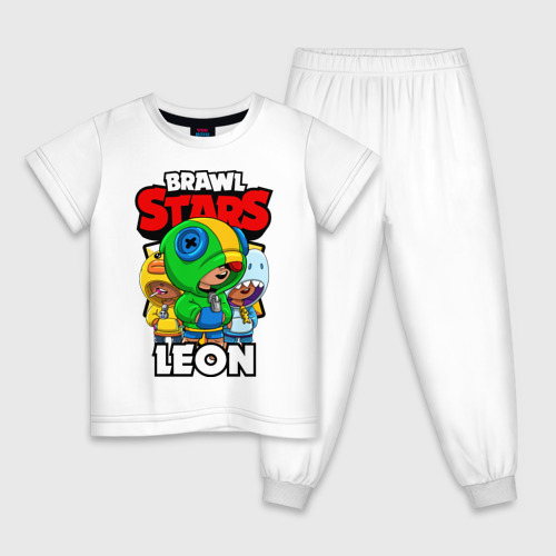 Детская пижама хлопок Brawl Stars Leon, цвет белый