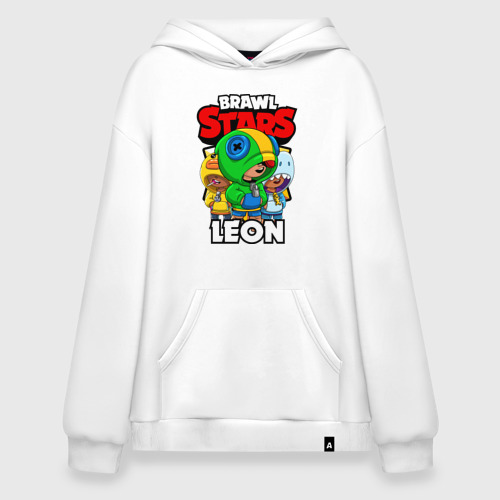 Худи SuperOversize хлопок Brawl Stars Leon, цвет белый