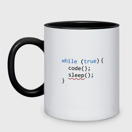 Кружка двухцветная Code - sleep, цвет белый + черный