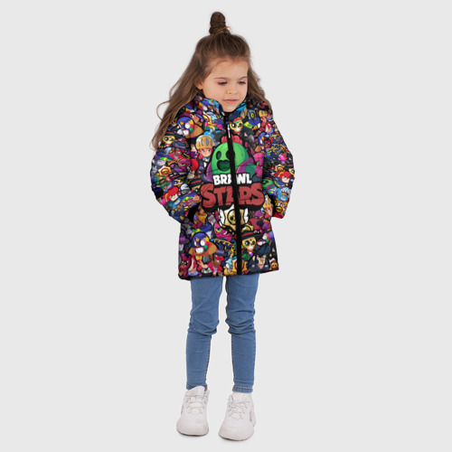 Зимняя куртка для девочек 3D с принтом Brawl Stars Spike, вид сбоку #3
