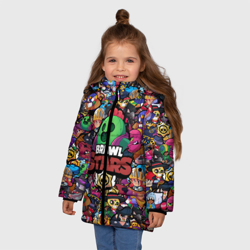 Зимняя куртка для девочек 3D с принтом Brawl Stars Spike, фото на моделе #1