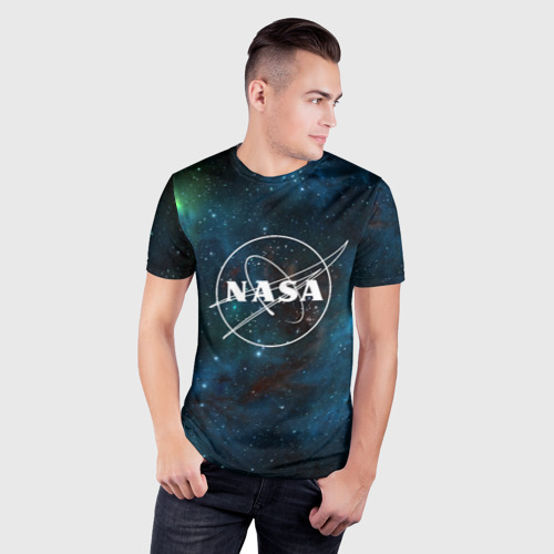 Мужская футболка 3D Slim с принтом NASA, фото на моделе #1