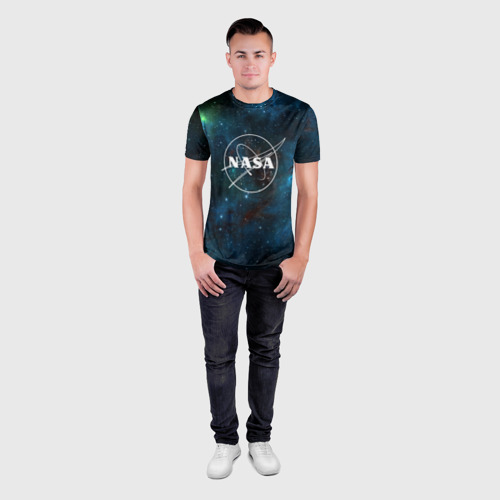 Мужская футболка 3D Slim с принтом NASA, вид сбоку #3