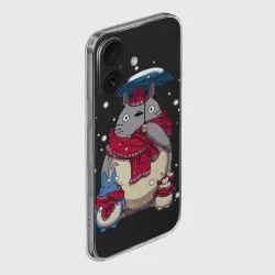 Чехол для iPhone 16 силиконовый с защитой камеры My Neighbor Totoro зонт от снега - фото 2